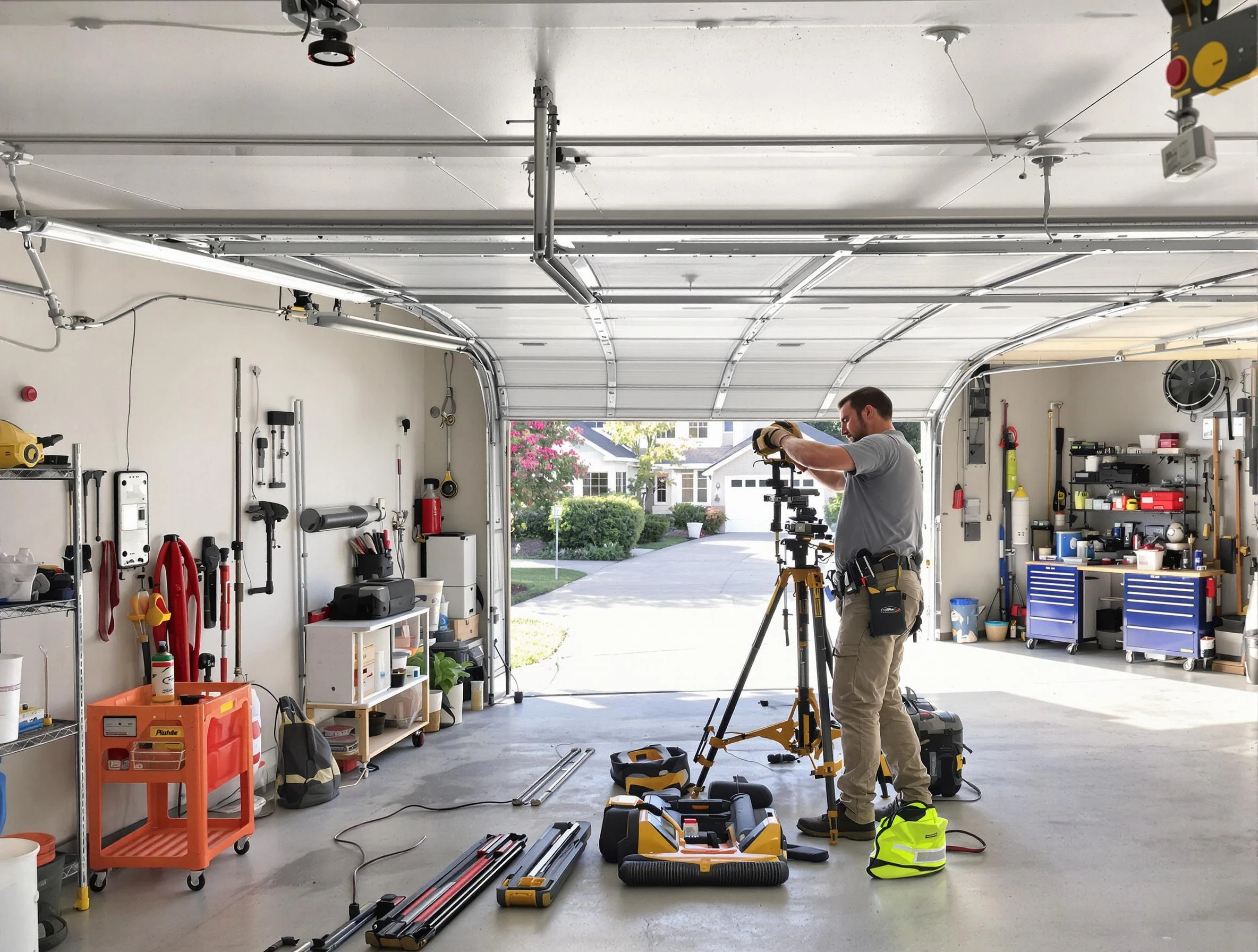 Fountain Hills Garage Door Repair specialist performing laser-guided track alignment in Fountain Hills